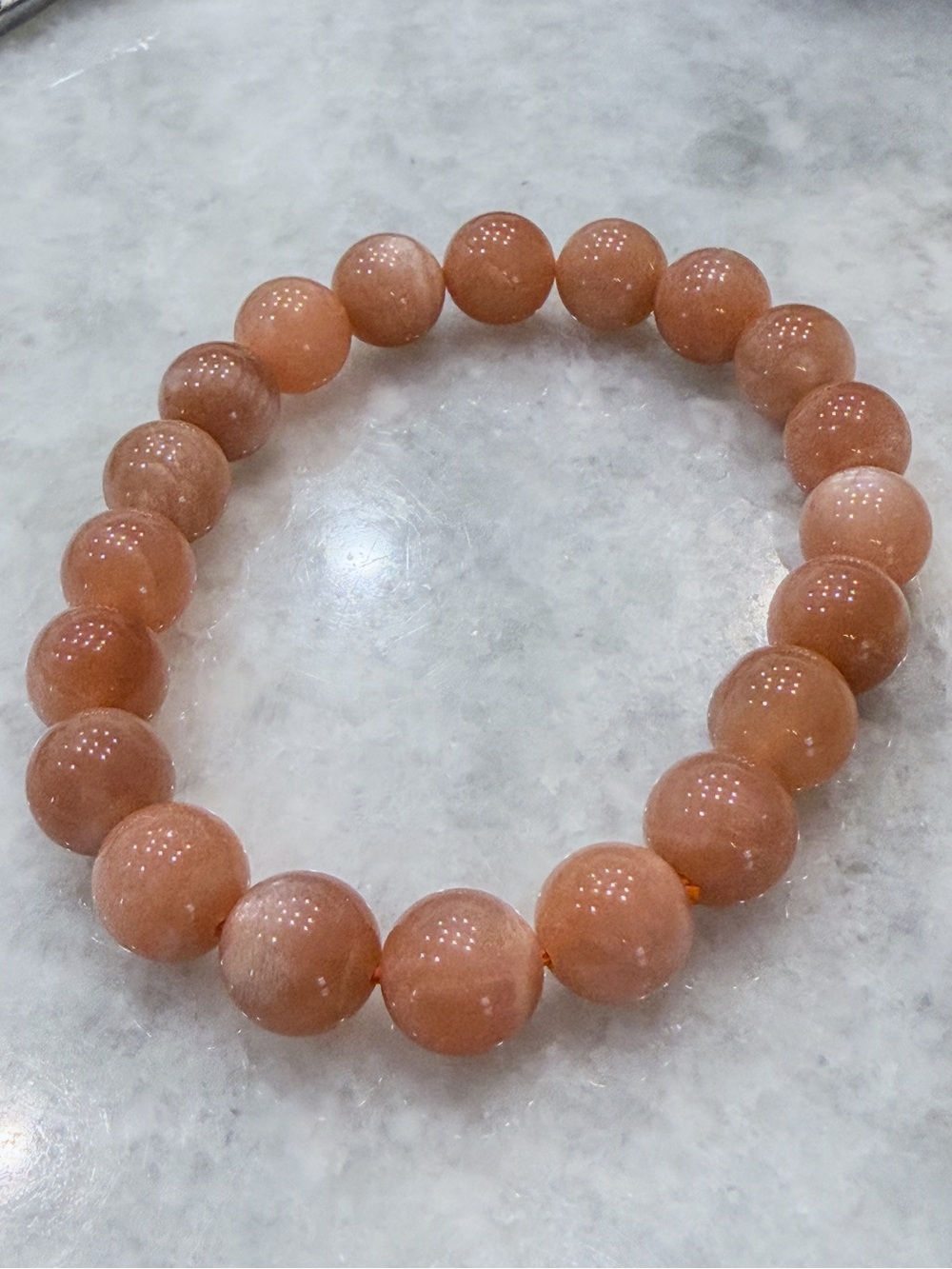 Peach Moonstone Beaded Stretch Bracelet
